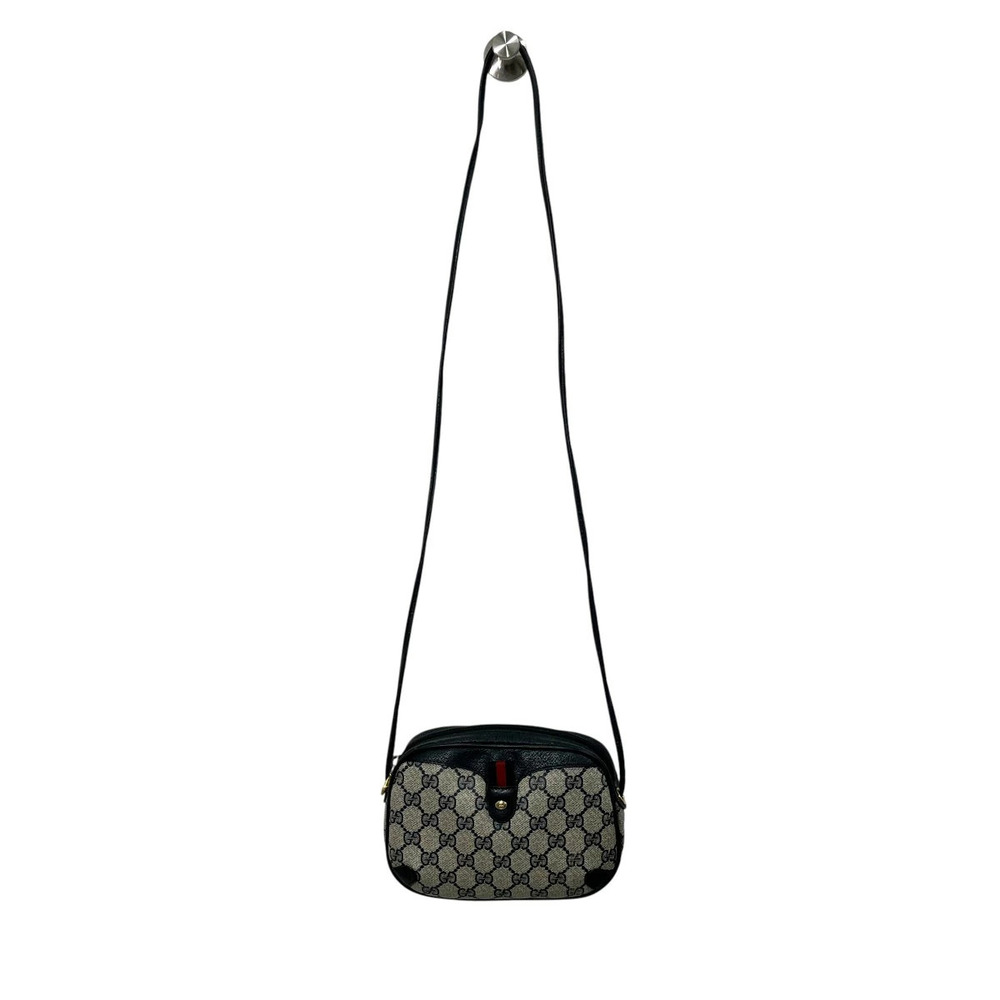 Gucci GG Supreme Shoulder Bag Canvas Leather Navy Blue
